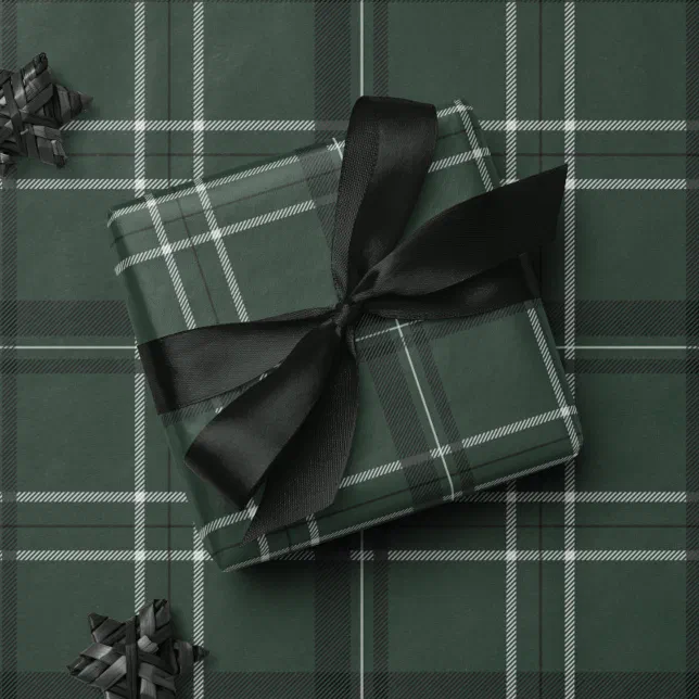 Classic bold holiday plaid hunter green wrapping paper | Zazzle