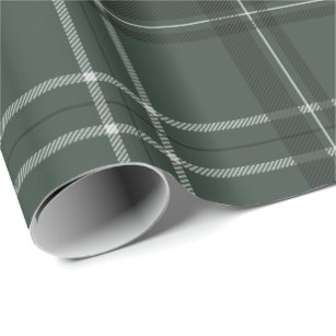 Classic bold holiday plaid and stars hunter green wrapping paper