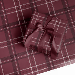 Classic bold holiday plaid maroon wine red holiday wrapping paper