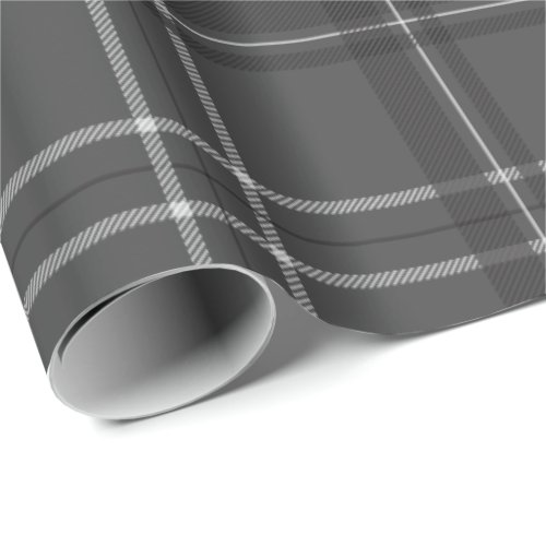 Classic bold holiday plaid monochrome gray wrapping paper