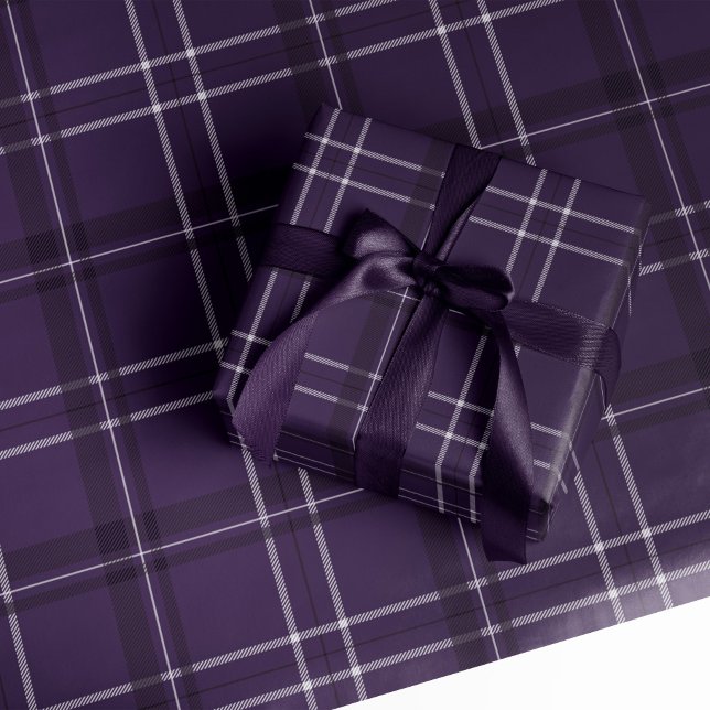 Classic bold holiday plaid plum purple  wrapping paper (Creator Uploaded)