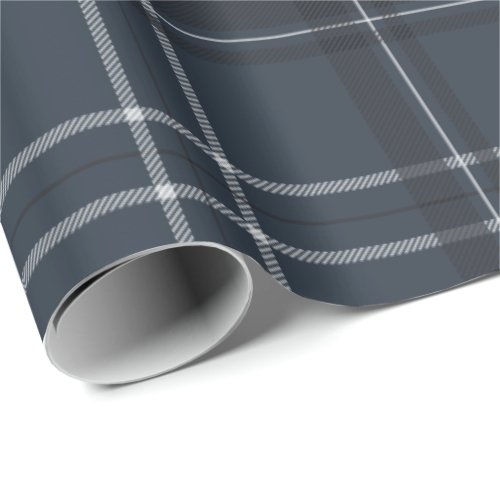 Classic bold navy blue plaid wrapping paper