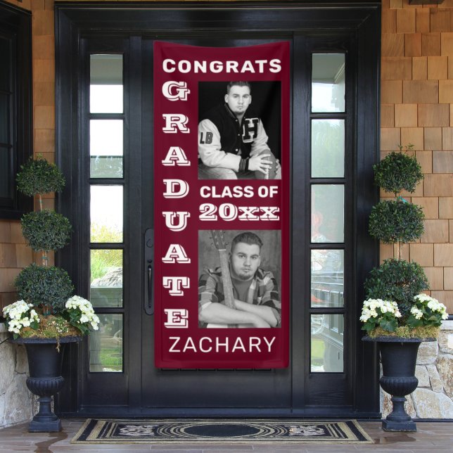 Classic Bold Photo Maroon Graduation Banner (Creator Uploaded)