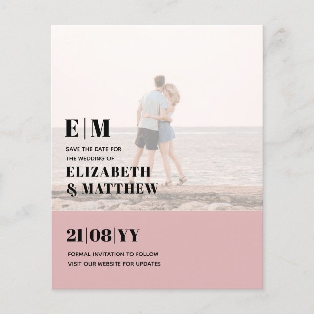 Classic BOLD PHOTO OVERLAY Save the Dates BUDGET Flyer (Front)