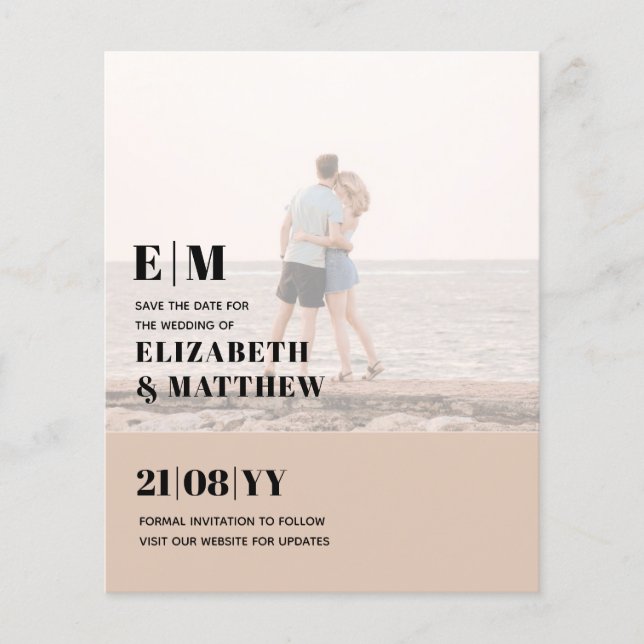 Classic BOLD PHOTO OVERLAY Save the Dates BUDGET Flyer (Front)