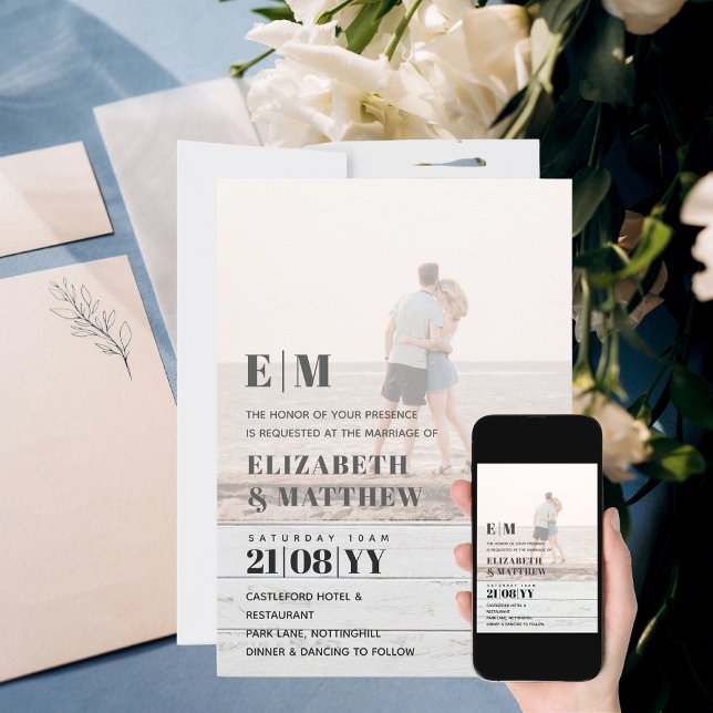 Classic BOLD PHOTO OVERLAY Wedding Invite  (Creator Uploaded)
