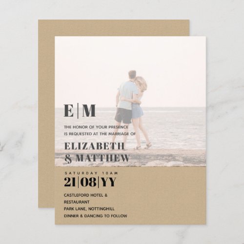 Classic BOLD PHOTO OVERLAY Wedding Invite BUDGET