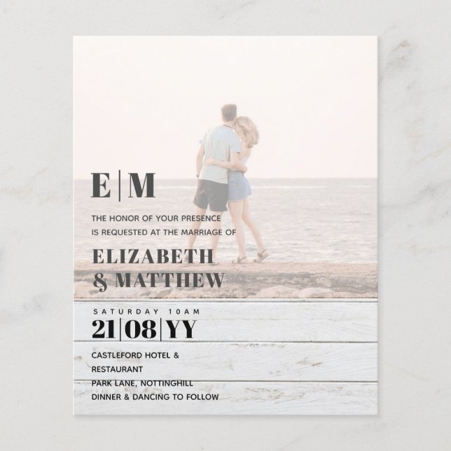 Classic BOLD PHOTO OVERLAY Wedding Invite BUDGET Flyer (Front)