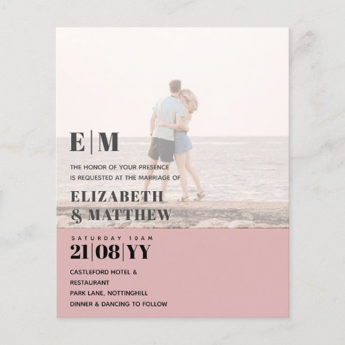 Classic BOLD PHOTO OVERLAY Wedding Invite BUDGET Flyer