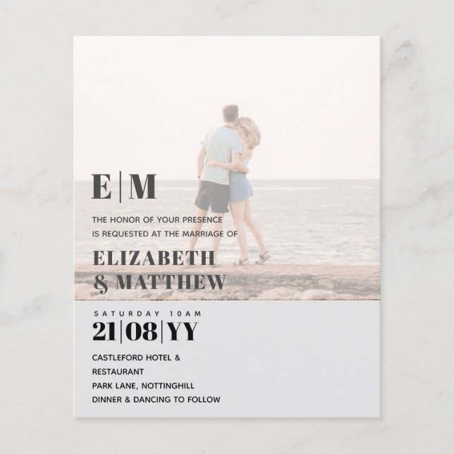 Classic BOLD PHOTO OVERLAY Wedding Invite BUDGET Flyer (Front)