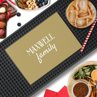 Classic Bold White Gold Personalized Family Name Bar Mat