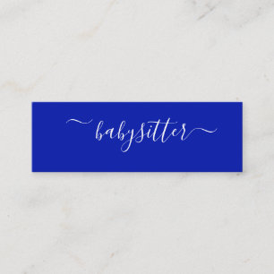 Classic Bold Zaffre Navy Blue Nanny Babysitting Mini Business Card