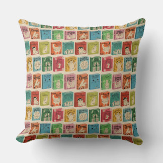 Classic Book Cat Literature Puns Throw Pillow