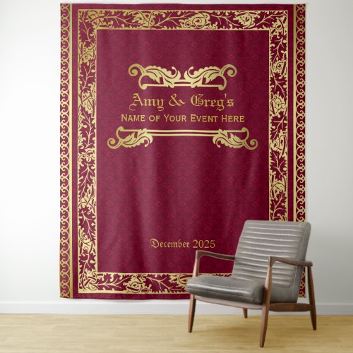 Classic Book Cover Gold Foliage Crimson Damask Tapestry