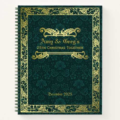 Classic Book Cover Gold Foliage Green Damask