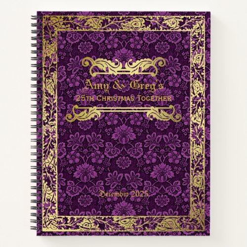 Classic Book Cover Gold Foliage Purple Damask