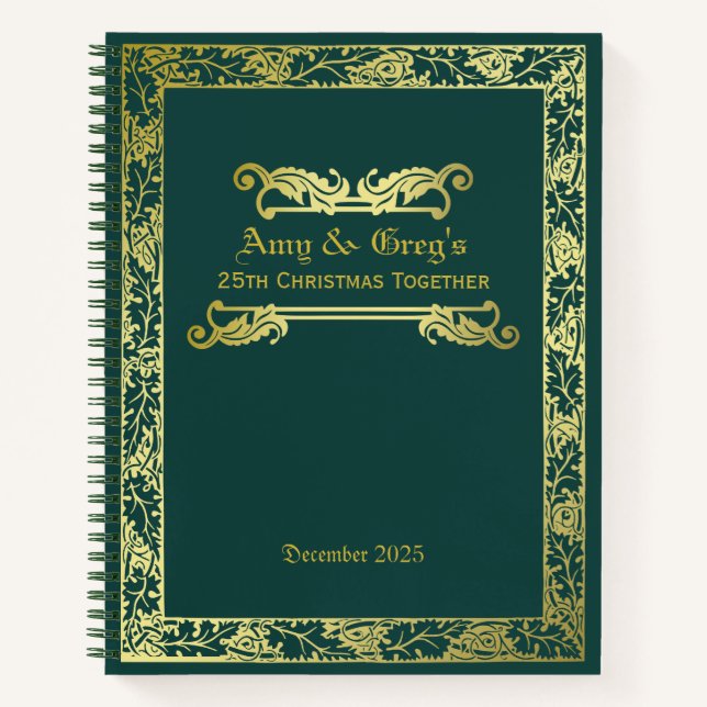 Classic Book Cover Gold Green Foliage Ornament (Front)