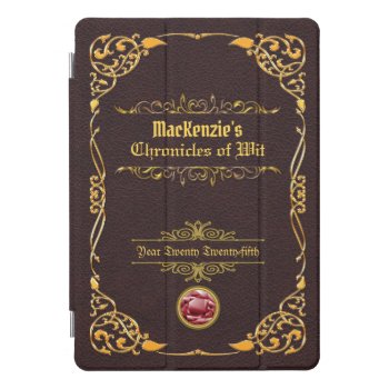 Classic Book Cover Gold Ornament Brown Leather by BCVintageLove at Zazzle