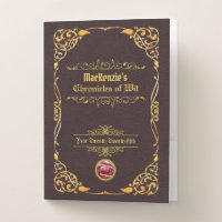 Classic Book Cover Gold Ornament Brown Leather