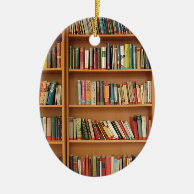 Classic book shelf pattern, bookcase,books,old ceramic ornament (Front)