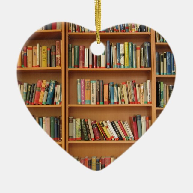 Classic book shelf pattern, bookcase,books,old ceramic ornament (Front)