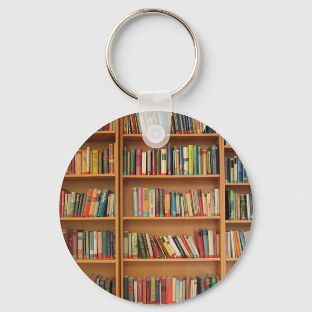 Classic book shelf pattern, bookcase,books,old keychain (Front)