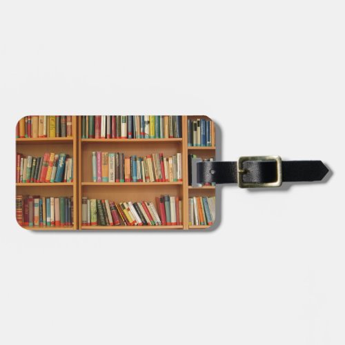 Classic book shelf pattern bookcasebooksold luggage tag