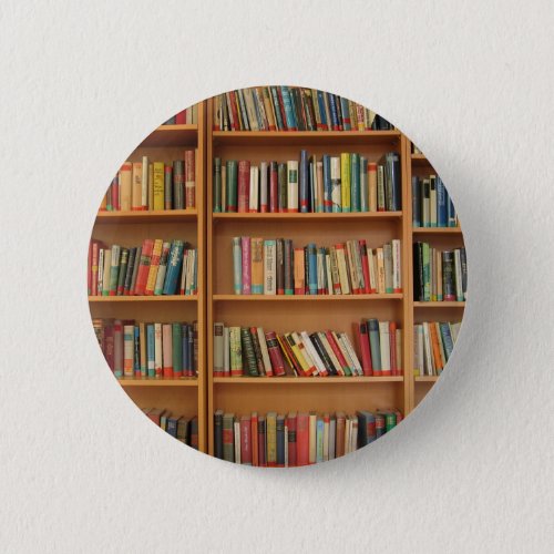 Classic book shelf pattern bookcasebooksold pinback button
