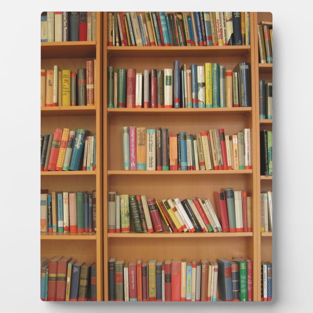 Classic book shelf pattern, bookcase,books,old plaque (Front)