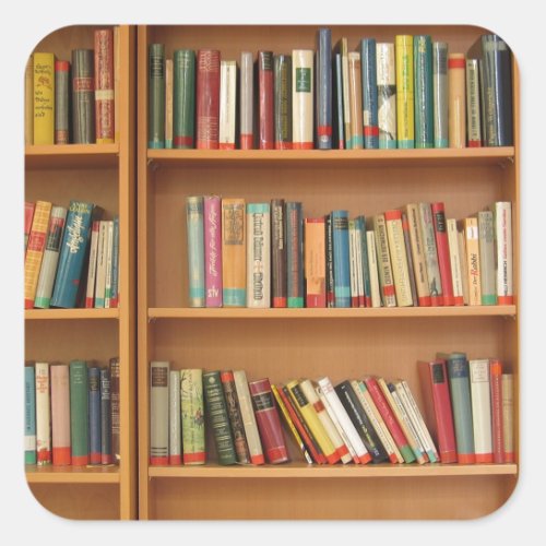Classic book shelf pattern bookcasebooksold square sticker