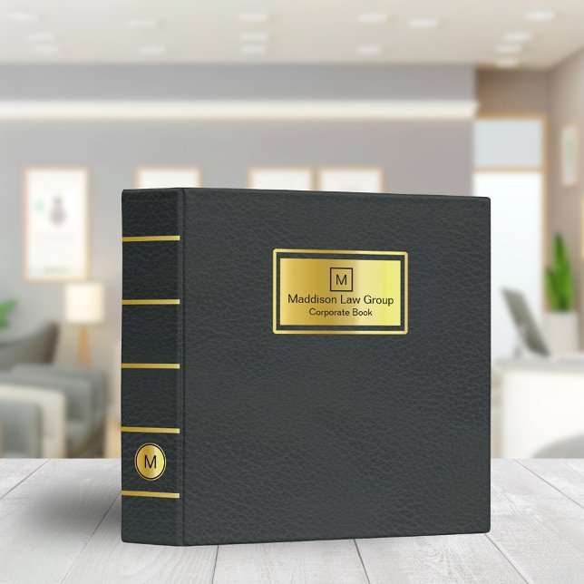 Classic Book Style Black Leather with Gold 3 Ring Binder (Creator Uploaded)