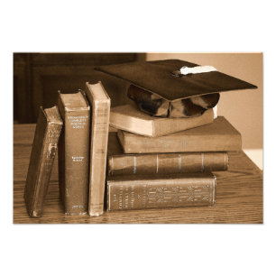 Classic Books with Mortar Board Photo Print