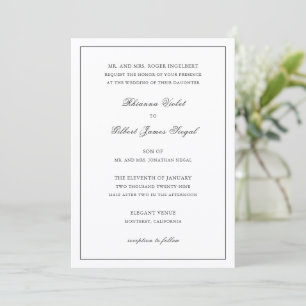 Classic Border Black and White Timeless Wedding Invitation