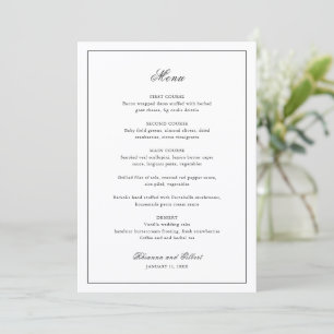 Classic Border Black and White Timeless Wedding Menu