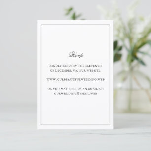 Classic Border Black and White Timeless Wedding RSVP Card