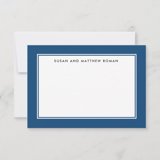 Classic Border Blue Personalized Petite Flat Card (Front)