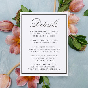 Classic Border Calligraphy Wedding Details Letterpress Enclosure Card