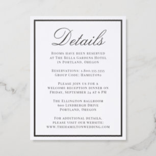 Classic Border Calligraphy Wedding Details Letterpress Enclosure Card