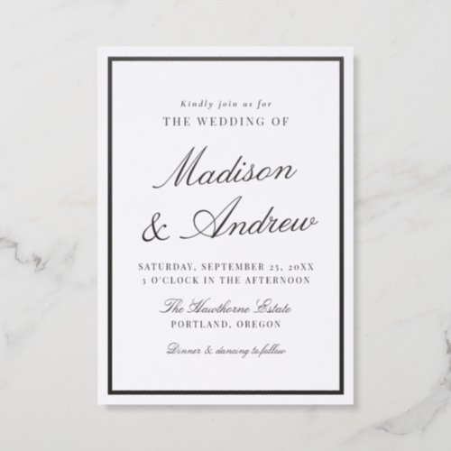 Classic Border Calligraphy Wedding Letterpress Invitation
