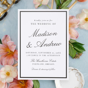 Classic Border Calligraphy Wedding Letterpress Invitation