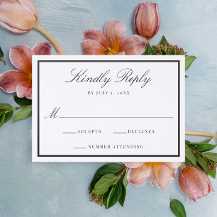 Classic Border Calligraphy Wedding Letterpress RSVP Cards