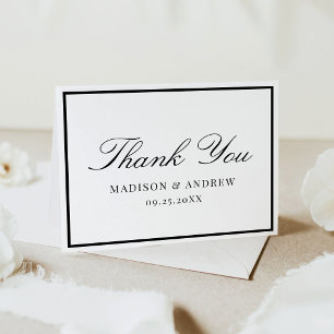 Classic Border Calligraphy Wedding Letterpress Thank You Card