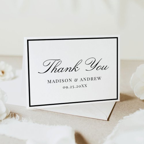 Classic Border Calligraphy Wedding Letterpress Thank You Card