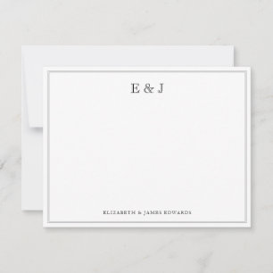 Classic Border Elegant Vintage Couple Monogram Note Card
