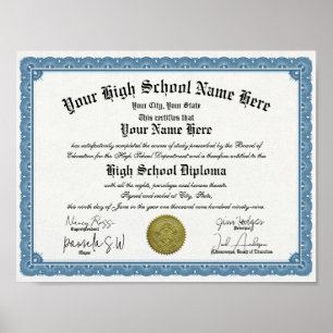 Classic Border High School Diploma templat Replica Poster