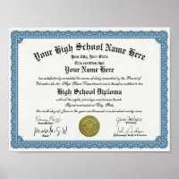 Classic Border High School Diploma templat Replica