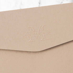 Classic Border Last Name Monogram  Embosser