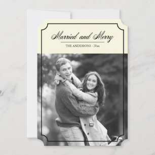 Classic Border Married and Merry Holiday Photo Card
