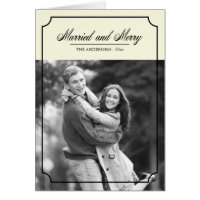Classic Border Married and Merry Holiday Photo Card