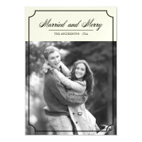 Classic Border Married and Merry Holiday Photo Magnetic Card